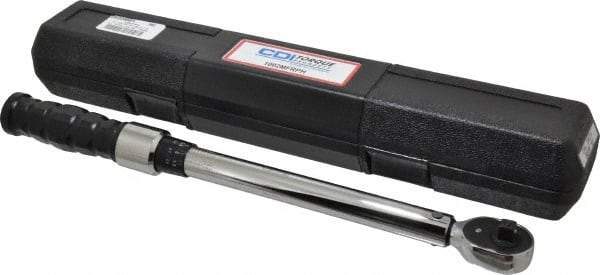 CDI - 3/8" Drive Click Type Adjustable Clicker Torque Wrench - 16.9 N/m to 132 N/m Torque, 16" OAL, 0.7 N/m Graduation - Industrial Tool & Supply