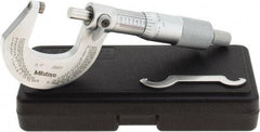 Mitutoyo - 0 to 1" Range, 0.0001" Graduation, Mechanical Outside Micrometer - Ratchet Stop Thimble, Accurate to 0.0001" - Industrial Tool & Supply