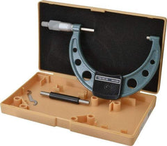 Mitutoyo - 100 to 125mm Range, 0.01mm Graduation, Mechanical Outside Micrometer - Ratchet Stop Thimble, Accurate to 0.0001" - Industrial Tool & Supply