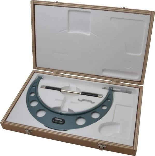 Mitutoyo - 9 to 10" Range, 0.001" Graduation, Mechanical Outside Micrometer - Ratchet Stop Thimble, Accurate to 0.00025" - Industrial Tool & Supply
