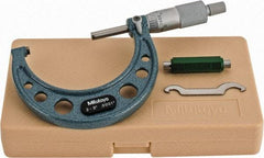 Mitutoyo - 2 to 3" Range, 0.0001" Graduation, Mechanical Outside Micrometer - Ratchet Stop Thimble, Accurate to 0.0001" - Industrial Tool & Supply