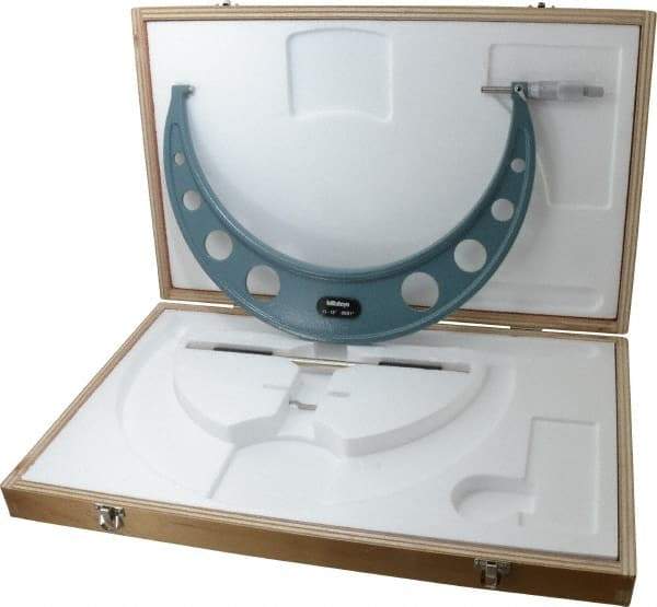 Mitutoyo - 11 to 12" Range, 0.0001" Graduation, Mechanical Outside Micrometer - Ratchet Stop Thimble, Accurate to 0.00025" - Industrial Tool & Supply