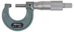 Mitutoyo - 125 to 150mm Range, 0.01mm Graduation, Mechanical Outside Micrometer - Ratchet Stop Thimble, Accurate to 0.0001" - Industrial Tool & Supply