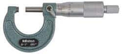 Mitutoyo - 125 to 150mm Range, 0.01mm Graduation, Mechanical Outside Micrometer - Ratchet Stop Thimble, Accurate to 0.0001" - Industrial Tool & Supply