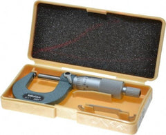 Mitutoyo - 1 Inch Max Measurement, 0.0001 Inch Graduation, Spherical Face Micrometer - Accuracy Up to 0.0002 Inch, Mechanical Operation, Ratchet Stop Thimble, Ball - Industrial Tool & Supply