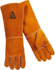 Steiner - Size L Cotton/Foam Lined Cowhide Welding Glove - 18" OAL, Gauntlet Cuff, Thumb Strap, For General Welding - Industrial Tool & Supply