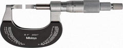 Mitutoyo - 0" to 1" Mechanical Satin Chrome Coated with Thermal Shield Blade Micrometer - 0.0002" Accuracy, 0.0001" Graduation, 0.75mm Blade Thickness, Ratchet Stop Thimble - Industrial Tool & Supply