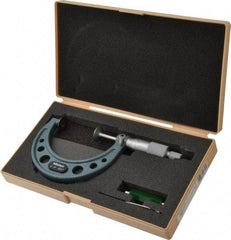 Mitutoyo - 2 to 3 Inch, 0.001 Inch Graduation, Ratchet Stop Thimble, Mechanical Disc Micrometer - 0.0003 Inch Accuracy, 20mm Disc, 6.35mm Spindle - Industrial Tool & Supply