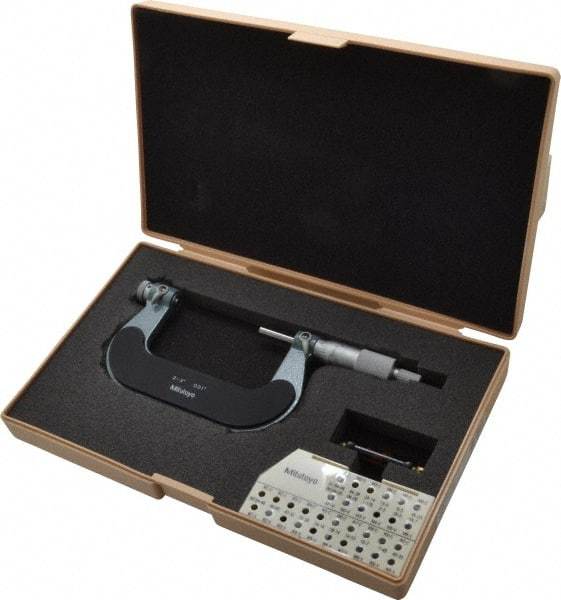 Mitutoyo - 2 to 3" Range, Mechanical Screw Thread Micrometer - Ratchet Stop Thimble, 0.001" Graduation, 0.0002" Accuracy - Industrial Tool & Supply