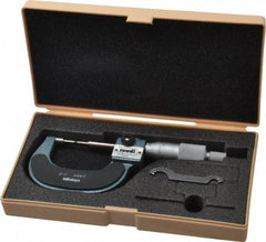Mitutoyo - 1 Inch, Mechanical Spline Micrometer - Accurate Up to 0.00015 Inch, 0.0001 Inch Graduation, 1/4 Inch Spindle Diameter - Industrial Tool & Supply