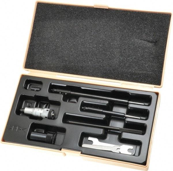 Mitutoyo - 2 to 8", Friction Thimble, Mechanical, Satin Chrome Finish, Interchangeable Rod Micrometer - 0.001 Inch Graduation, Accurate Up to 0.00024+(0.00004xR/20) Inch, 1/2 Inch Travel, 3 Rods - Industrial Tool & Supply