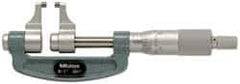 Mitutoyo - 1 to 2" Range, 0.001" Graduation, Mechanical Outside Micrometer - Ratchet Stop Thimble, Accurate to 0.0003" - Industrial Tool & Supply