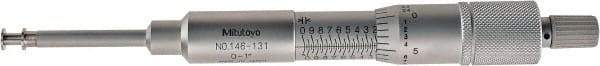 Mitutoyo - 0.06 to 1.05 Inch Inside Measurement, 0 to 1 Inch Outside Measurement, Mechanical Groove Micrometer - 0.001 Inch Graduation, 0.0004 Inch Accuracy, 0.25 Inch Measuring Disc Diameter - Industrial Tool & Supply