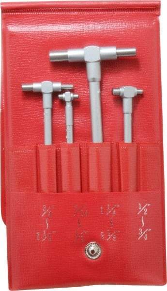 Mitutoyo - 4 Piece, 5/16 to 2-1/8 Inch, Telescoping Gage Set - Includes Fitted Pouch - Industrial Tool & Supply