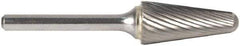 M.A. Ford - 1/2" Cut Diam, 6mm Shank Diam, Taper Head Single Cut Burr - Carbide, Radius End, 30mm LOC, 77mm OAL - Industrial Tool & Supply