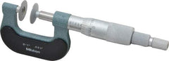 Mitutoyo - 0 to 1 Inch, 0.001 Inch Graduation, Ratchet Stop Thimble, Mechanical Disc Micrometer - 0.0002 Inch Accuracy, 0.7874 Inch Disc, 8mm Spindle, 0.0001 Inch Resolution - Industrial Tool & Supply