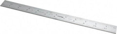 Mitutoyo - 12" Long, 1/100, 1/64, 1/32, 1/10" Graduation, Rigid Stainless Steel Rule - 5R Graduation Style, 1" Wide, Silver, Satin Chrome Finish - Industrial Tool & Supply