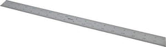 Mitutoyo - 18" Long, 1/100, 1/64, 1/50, 1/32" Graduation, Rigid Stainless Steel Rule - 16R Graduation Style, 1-3/16" Wide, Silver, Satin Chrome Finish - Industrial Tool & Supply