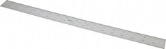 Mitutoyo - 18" Long, 1/100, 1/64, 1/32, 1/10" Graduation, Rigid Stainless Steel Rule - 5R Graduation Style, 1-3/16" Wide, Silver, Satin Chrome Finish - Industrial Tool & Supply