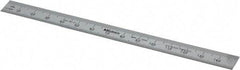 Mitutoyo - 150mm Long, 0.5, 1mm Graduation, Flexible Stainless Steel Rule - Metric Graduation Style, 1/2" Wide, Silver, Satin Chrome Finish - Industrial Tool & Supply