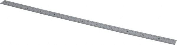 Mitutoyo - 12" Long, 1/100, 1/64, 1/32, 1/10" Graduation, Flexible Stainless Steel Rule - 5R Graduation Style, 1/2" Wide, Silver, Satin Chrome Finish - Industrial Tool & Supply