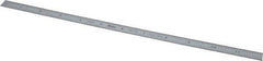 Mitutoyo - 12" Long, 1/100, 1/50" and 0.5, 1mm Graduation, Flexible Stainless Steel Rule - Decimal/Metric Graduation Style, 1/2" Wide, Silver, Satin Chrome Finish - Industrial Tool & Supply
