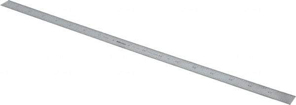 Mitutoyo - 18" Long, 1/100, 1/64, 1/50, 1/32" Graduation, Flexible Stainless Steel Rule - 16R Graduation Style, 3/4" Wide, Silver, Satin Chrome Finish - Industrial Tool & Supply