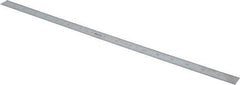 Mitutoyo - 18" Long, 1/100, 1/64, 1/50, 1/32" Graduation, Flexible Stainless Steel Rule - 16R Graduation Style, 3/4" Wide, Silver, Satin Chrome Finish - Industrial Tool & Supply
