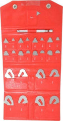 Mitutoyo - 25 Piece, 1/64 to 1/2 Inch Radius, Stainless Steel Radius Gage Set - Satin Chrome Coated - Industrial Tool & Supply