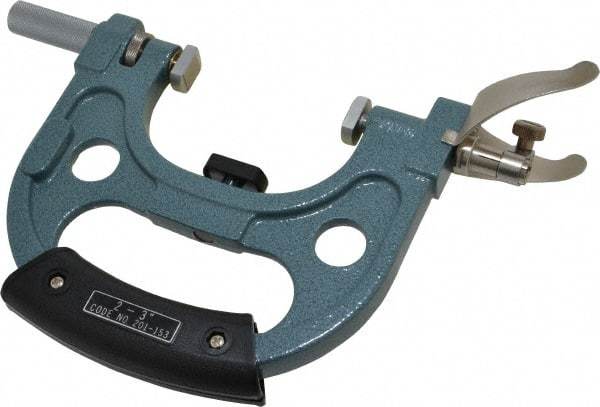 Mitutoyo - 2 to 3 Inch, Snap Gage - 0.0001 Inch Graduation, 15 N Measuring Force, Carbide Anvil, Dial Display - Industrial Tool & Supply