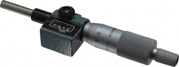 Mitutoyo - 25mm, 18mm Ratchet Stop Thimble, 6.35mm Diameter x 27mm Long Spindle, Digital Counter Mechanical Micrometer Head - Industrial Tool & Supply