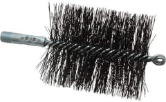 Schaefer Brush - 4-1/2" Brush Length, 3-3/4" Diam, Double Stem, Double Spiral Tube Brush - 7-1/2" Long, Tempered Steel Wire, 1/4" NPT Male Connection - Industrial Tool & Supply