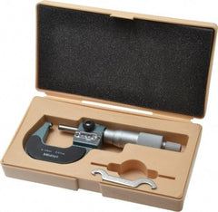 Mitutoyo - 25mm Max Measurement, 0.01mm Graduation, Spherical Face Micrometer - Accuracy Up to 3 micro m, Baked Enamel Coated, Steel Measuring Face Material, Mechanical Operation, Ratchet Stop Thimble, Ball - Industrial Tool & Supply