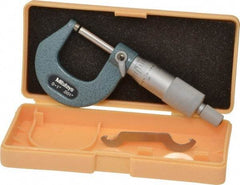 Mitutoyo - 0 to 1" Range, 0.001" Graduation, Mechanical Outside Micrometer - Ratchet Stop Thimble, Accurate to 0.0001" - Industrial Tool & Supply