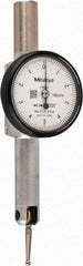 Mitutoyo - 0.01 Inch Range, 0.0001 Inch Dial Graduation, Horizontal Dial Test Indicator - 1.27 Inch White Dial, 0-5-0 Dial Reading, Accurate to 0.0002 Inch - Industrial Tool & Supply