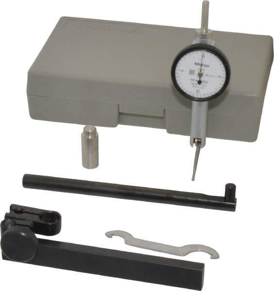 Mitutoyo - 0.02 Inch Range, 0.0005 Inch Dial Graduation, Horizontal Dial Test Indicator - 1.27 Inch White Dial, 0-10-0 Dial Reading, Accurate to 0.0005 Inch - Industrial Tool & Supply