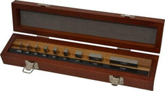 Mitutoyo - 9 Piece, 1/16 to 2", Grade AS-1, Steel Gage Block Set - Rectangular, 12µ (0.5-1"), 16µ (2"), 8µ (0.0625-0.4") Tolerance - Industrial Tool & Supply