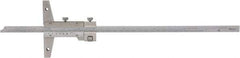 Mitutoyo - 0 to 12 Inch Measurement Range, 410mm Rule Length, 4 Inch Base Length, Vernier Depth Gage - 0.001 Inch Graduation, Accurate to 0.0015 Inch, Stainless Steel, Satin Chrome Coated - Industrial Tool & Supply