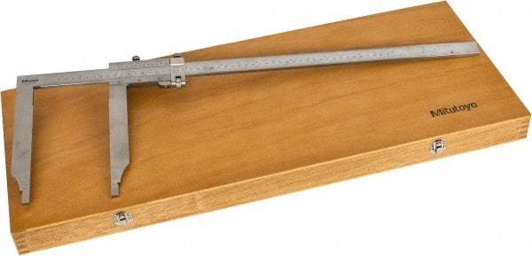 Mitutoyo - 0 to 20" Stainless Steel Vernier Caliper - 0.02mm Graduation, 200mm Jaw Depth, 0.06mm Accuracy - Industrial Tool & Supply
