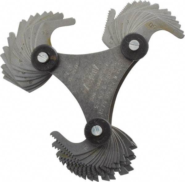 Mitutoyo - 51 Leaf, 4 to 84 TPI Range, Screw Pitch Gage - 60° Thread Angle - Industrial Tool & Supply