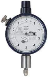 Mitutoyo - 0.025" Range, 0-5-0 Dial Reading, 0.0001" Graduation Dial Drop Indicator - 1-5/8" Dial, 0.01" Range per Revolution, 0.0001" Accuracy, Revolution Counter - Industrial Tool & Supply