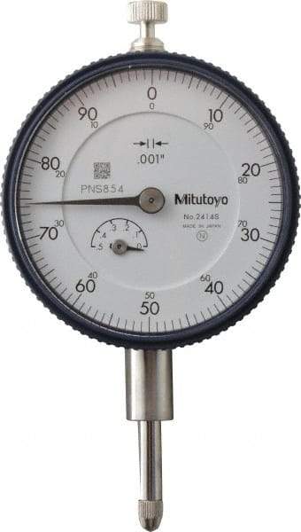 Mitutoyo - 1/2" Range, 0-100 Dial Reading, 0.001" Graduation Dial Drop Indicator - 2-1/4" Dial, 0.1" Range per Revolution, 0.001" Accuracy, Revolution Counter - Industrial Tool & Supply
