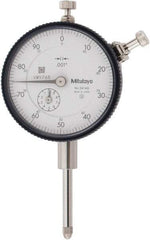 Mitutoyo - 1" Range, 0-100 Dial Reading, 0.001" Graduation Dial Drop Indicator - 2-3/16" Dial, 0.1" Range per Revolution, 0.002" Accuracy, Revolution Counter - Industrial Tool & Supply