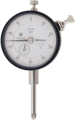 Mitutoyo - 1" Range, 0-100 Dial Reading, 0.001" Graduation Dial Drop Indicator - 2-3/16" Dial, 0.1" Range per Revolution, 0.002" Accuracy, Revolution Counter - Industrial Tool & Supply