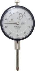 Mitutoyo - 1" Range, 0-50 Dial Reading, 0.0005" Graduation Dial Drop Indicator - 2-3/16" Dial, 0.05" Range per Revolution, 0.002" Accuracy, Revolution Counter - Industrial Tool & Supply