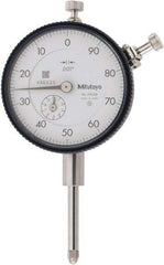 Mitutoyo - 1" Range, 100-0 Dial Reading, 0.001" Graduation Dial Drop Indicator - 2-1/4" Dial, 0.1" Range per Revolution, 0.002" Accuracy, Revolution Counter - Industrial Tool & Supply