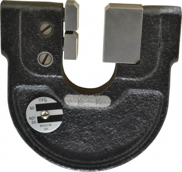 YPG - 1/4 to 1/2 Inch, Cast Iron 2 Frame Snap Gage - 0.0001 Inch Graduation, Hardened Tool Steel Anvil - Industrial Tool & Supply