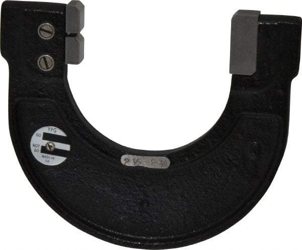 YPG - 2-1/2 to 2-3/4 Inch, Cast Iron 6x Frame Snap Gage - 0.001 Inch Graduation, Hardened Tool Steel Anvil - Industrial Tool & Supply