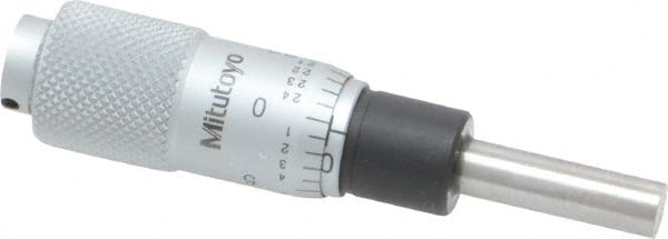 Mitutoyo - 1/2 Inch, 0.5118 Inch Thimble, 0.1969 Inch Diameter x 17.5mm Long Spindle, Mechanical Micrometer Head - Industrial Tool & Supply