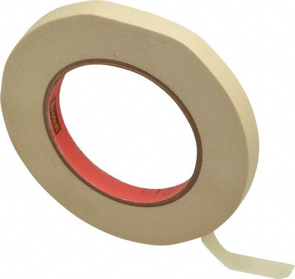 3M - 1/2" Wide x 60 Yd Long Tan Paper Masking Tape - Series 214, 5.8 mil Thick, 27 In/Lb Tensile Strength - Industrial Tool & Supply